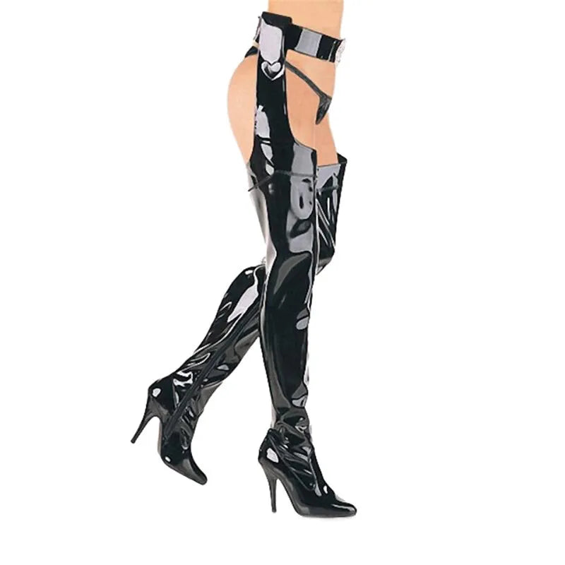 Over-the-Knee boots Plus:35-45 46 Nightclub Steel tube dance botas13cm heels