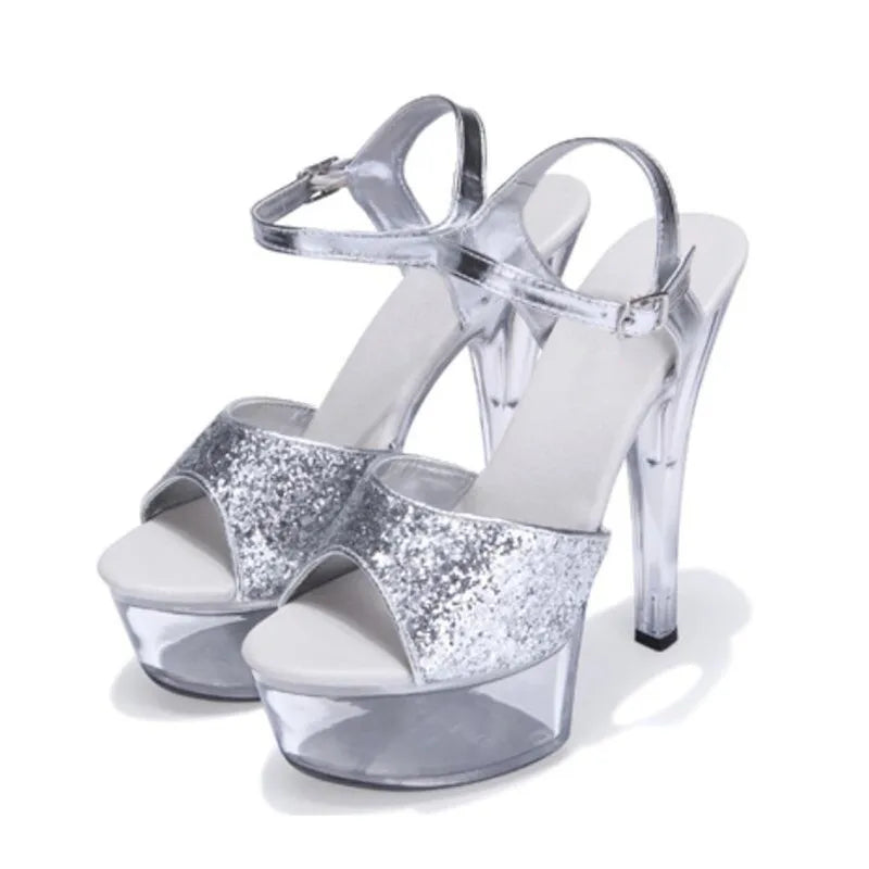 Wedding Stiletto sandals Plus:34-43 44 Nightclub tstage Club women sandals 15cm heels