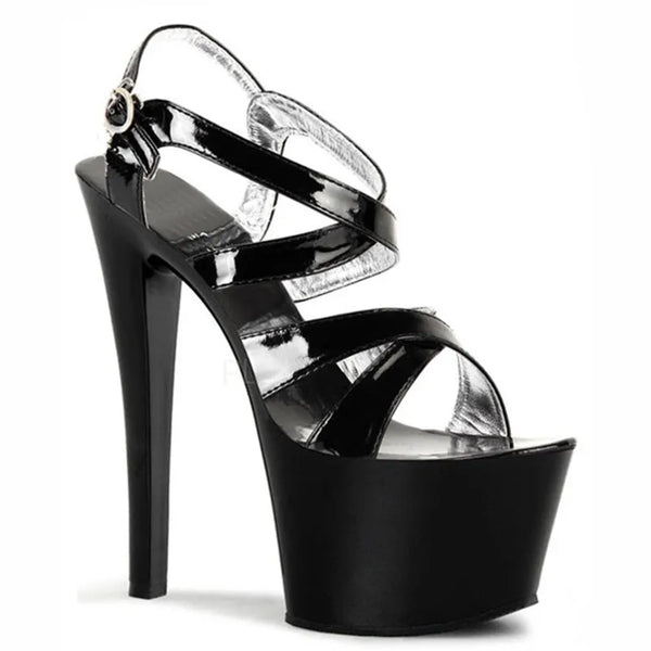 Black/silver high heels sexy open toe wedding dress party shoes