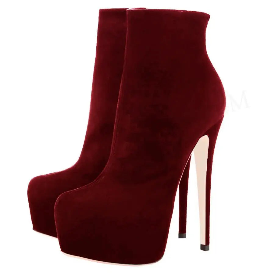 Botines Mujer Women Ankle Boots Faux Suede High Heel Zipper Short Boots