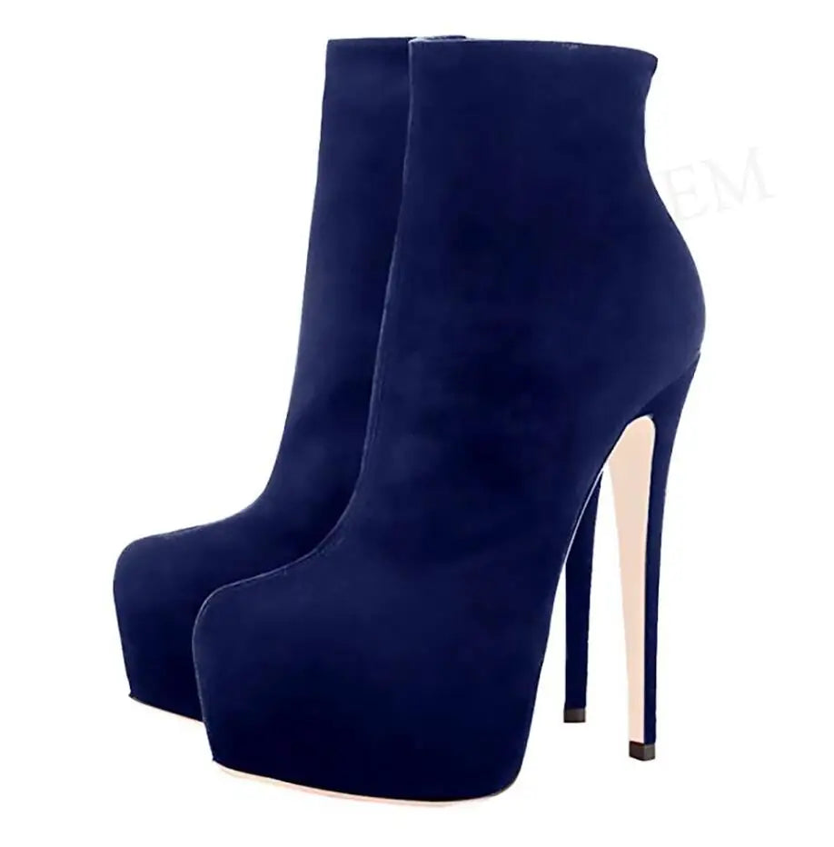 Botines Mujer Women Ankle Boots Faux Suede High Heel Zipper Short Boots