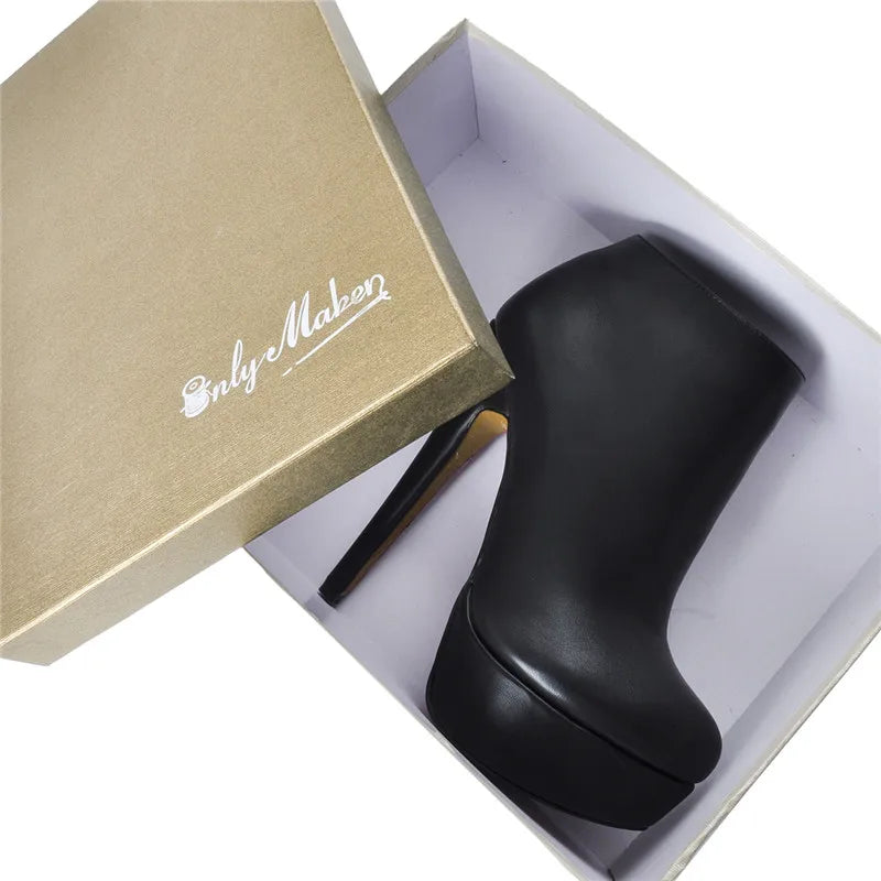 Platform Ankle Booties Black Women's  Sexy High Heel