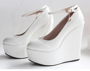 Small yards:30,31,32,33,34;Plus:42,43 brand sweet Patent leather wedges wedding shoes