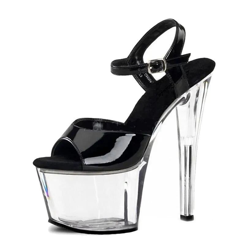 Plus:35-45 46 Fashion t silver sequins sandals female 17cm thin heels