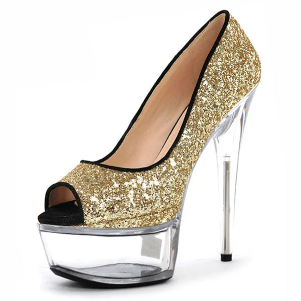 Fashion Transparent Pumps Peep Toe 15cm