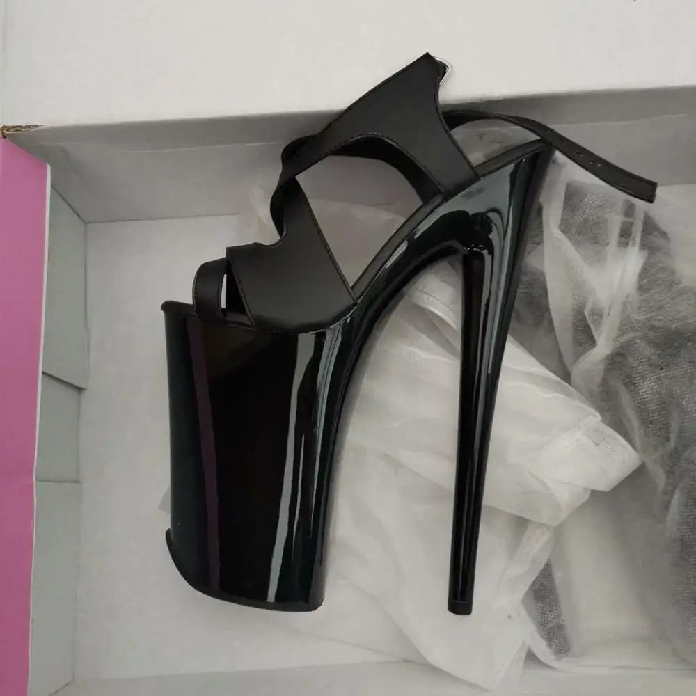 Summer 20 cm sexy matte black vamp heels, 8 inch stiletto sandals