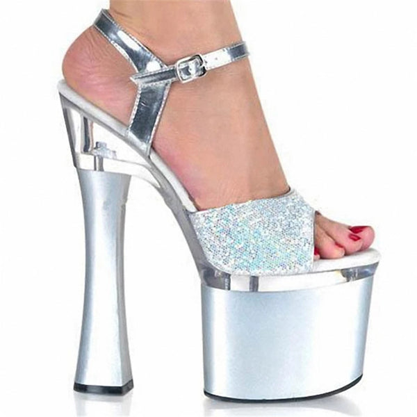 Plus:34-44 Summer Fashion transparent Ankle Strap CD sandals female 20cm