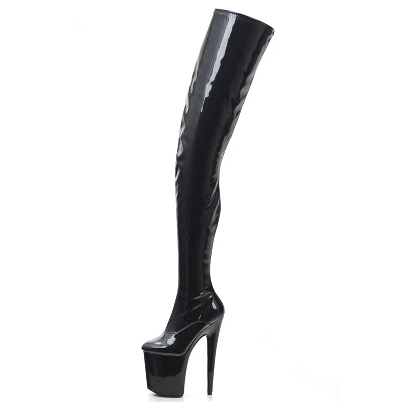 Custom Made Over-the-Knee Long Shaft Thigh Hi Boots 20CM Super High Heel