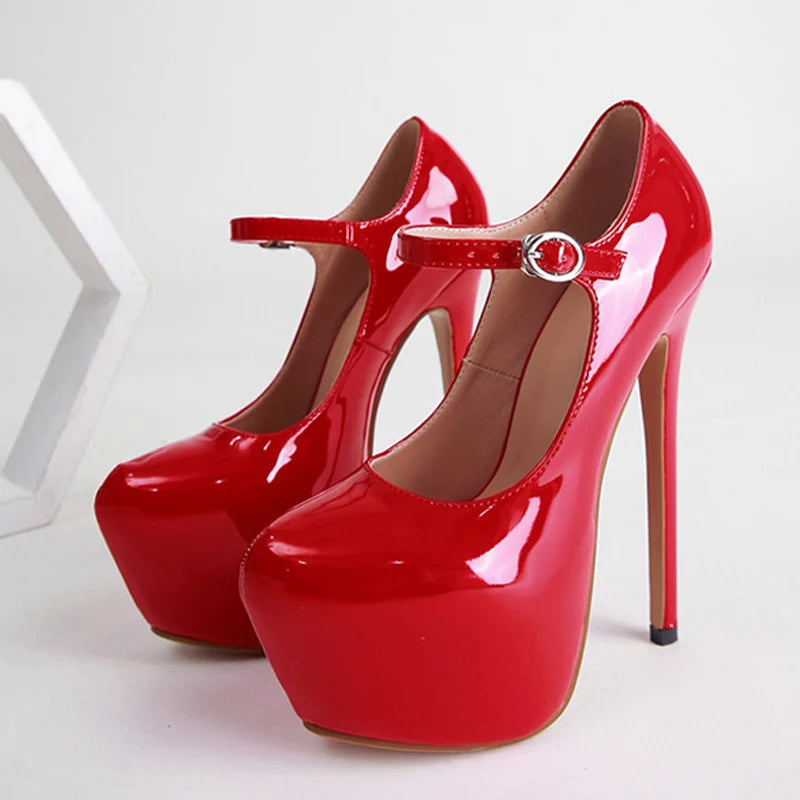 Sexy Red High Heels Platform Pumps 17cm Women