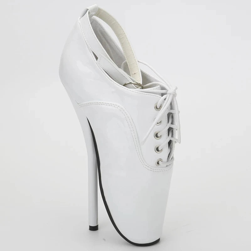 7 inch Super High Heel Shoes Ballet Heels Lace-up BDSM Sexy Fetish Shoes