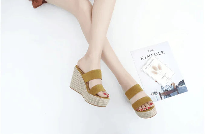 Summer 9cm 11cm High-heeled Women Pumps Platform Hemp shoes