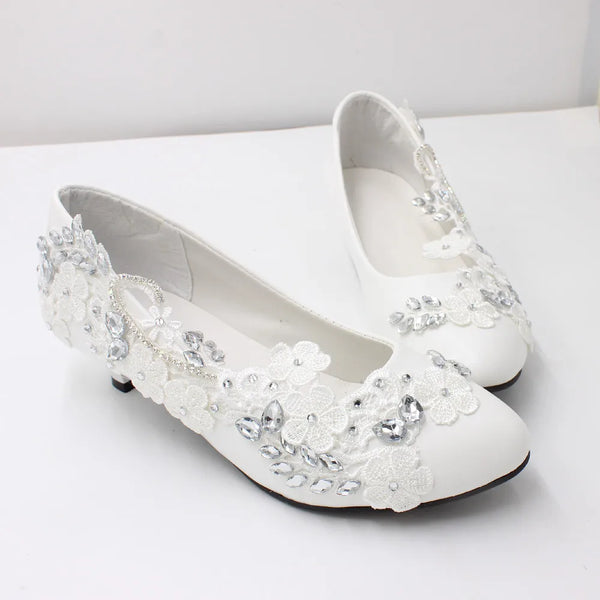 Low heel large size bridal shoes White large size soft top women's shoes