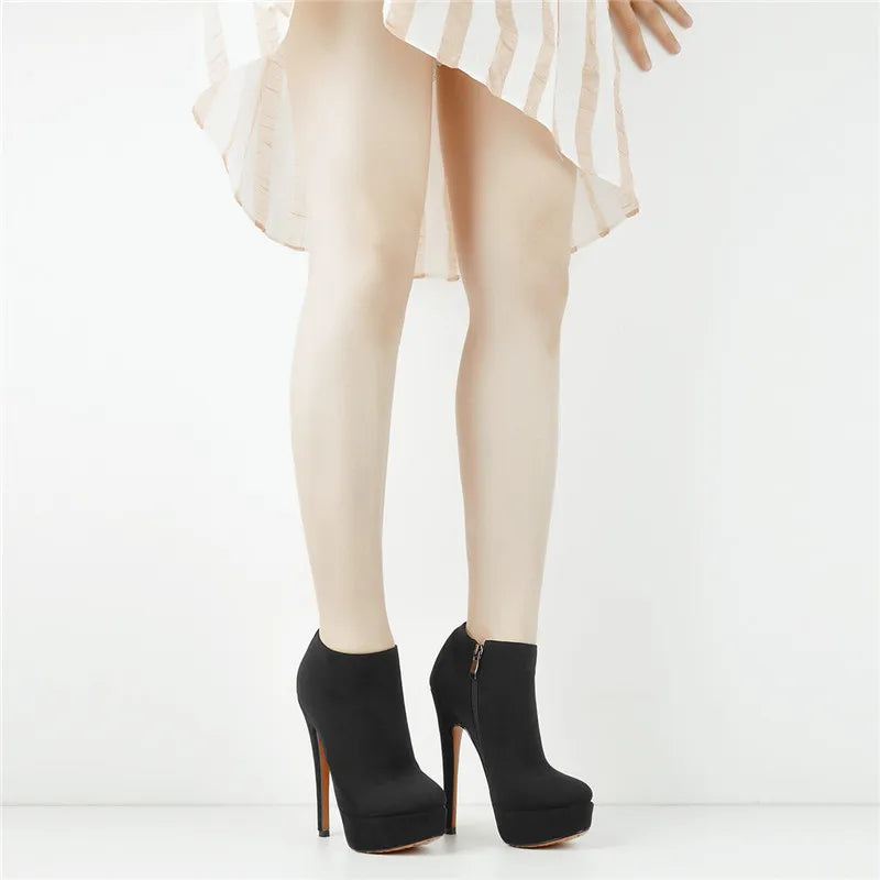 Platform Ankle Booties Black Women's  Sexy High Heel