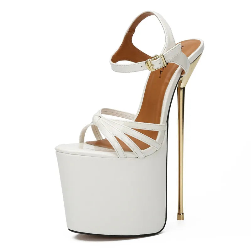 Stilettos sexy Sandalias Para Mujer platforms wedding Sandals 22cm Metal thin high heels shoes