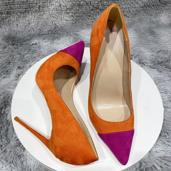 women's shoes fashion 12cm Orange velvet high heels