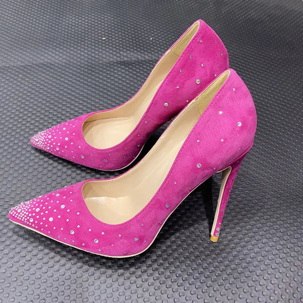 12 cm thin heel pointed rose high heels