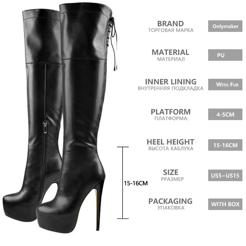 Sexy Platform Zip 16cm Thin High Heel Stiletto Stretch Over The Knee High Boots