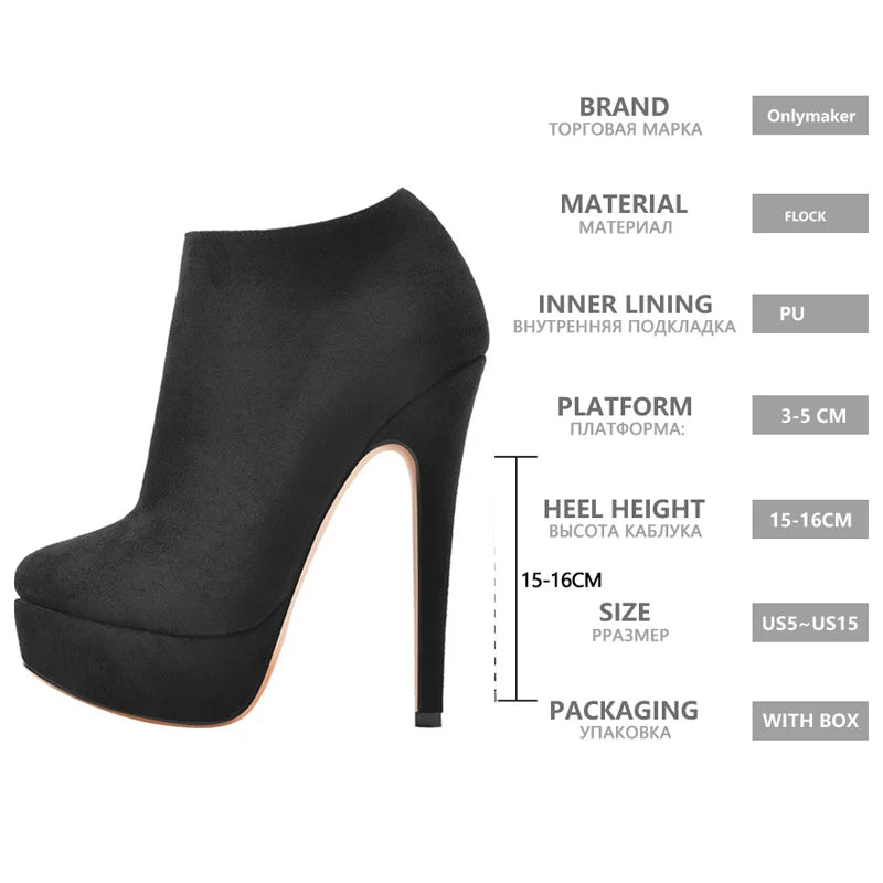 Platform Ankle Booties Black Women's  Sexy High Heel