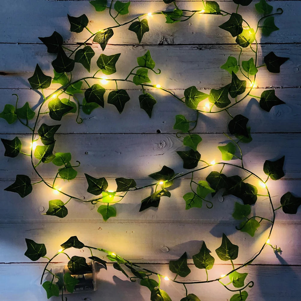 2M 20 LED Artificial Green Leaf String Lights Battery Operated Fairy Light