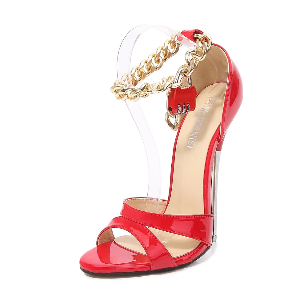 Luxurious Summer Sandals 16cm Metal High-heeled Wedding Shoes Woman