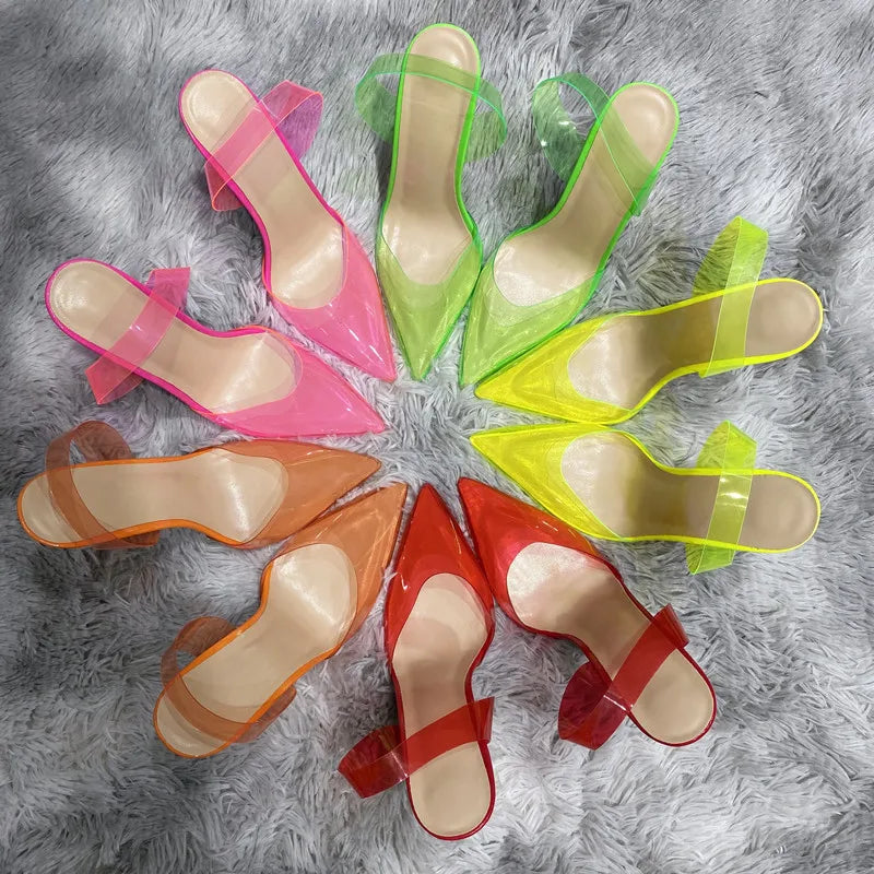 Transparent PVC high heels women's pointed sandals