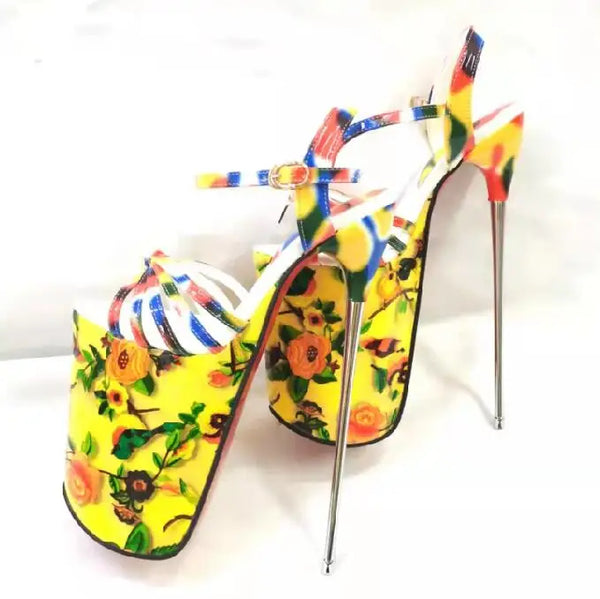 Summer 19cm Metal Thin High Heels Sandals Female Platform Women's Dress Shoes