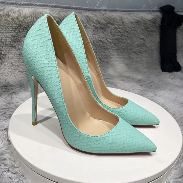 12cm sexy Mint high heels Women's narrow pointed high heels