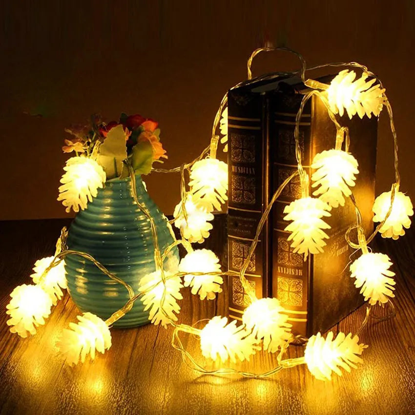 10/20/30/40leds Holiday Pine Cones Lights Battery Operated DIY Fairy Pinecon Garland Light