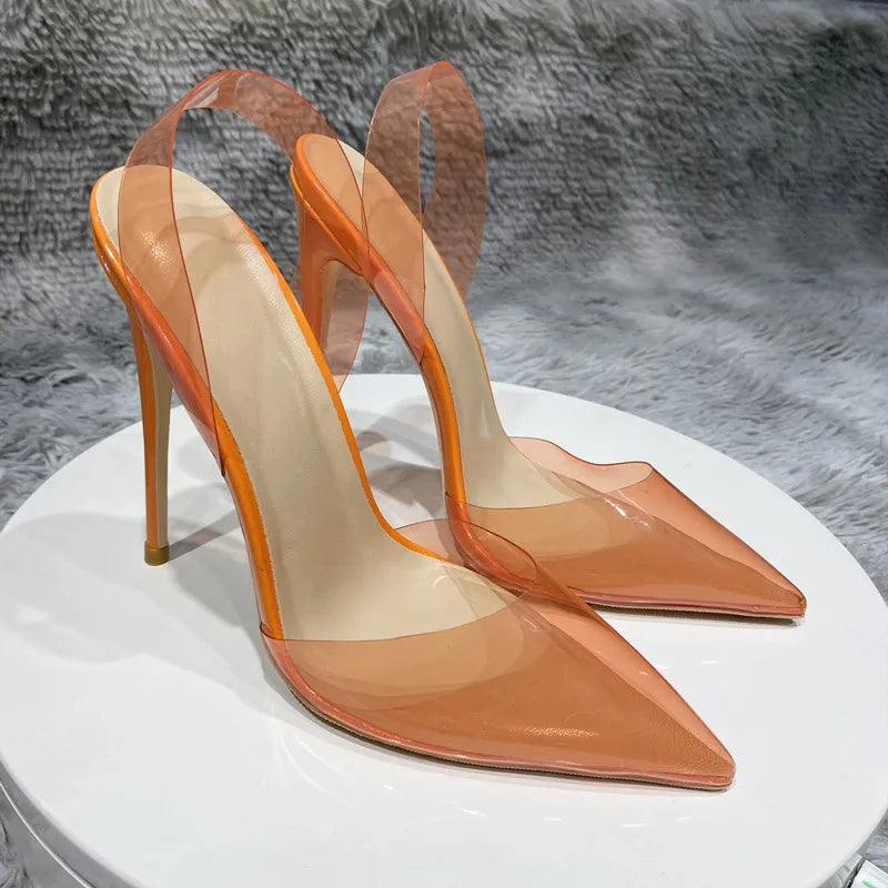 Transparent PVC high heels women's pointed sandals