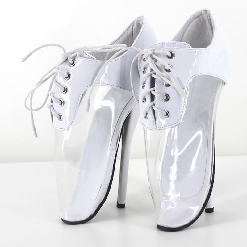 18CM Super High Ballet Heels Transparent PVC Sexy Women Pumps Shoes