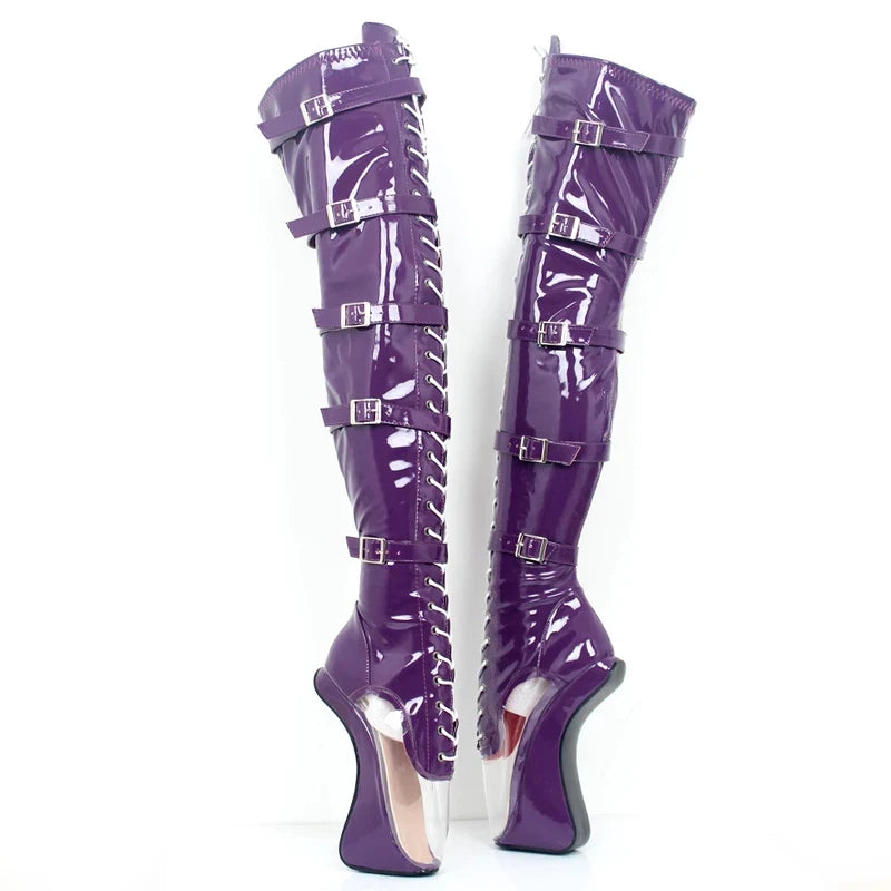 18CM Super High Heel Boots Over-the-Knee Hoof Heel Ballet Boots Thigh High Sexy Boots