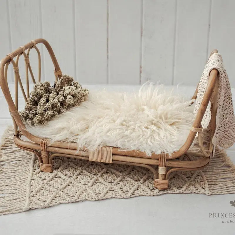 Handmade Retro Woven Rattan Bed Portable Props Newborn Photography Accessories