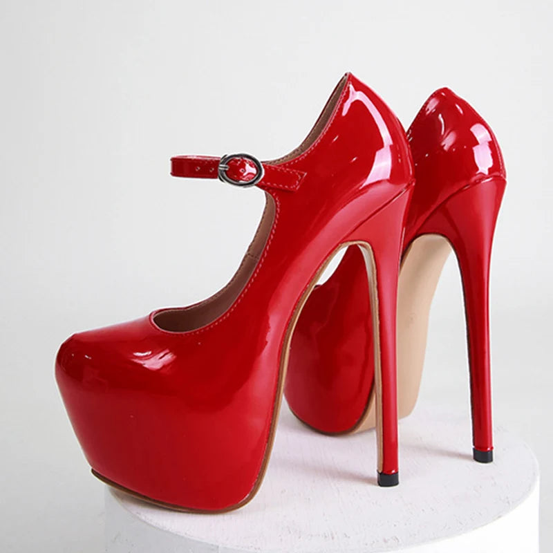 Sexy Red High Heels Platform Pumps 17cm Women