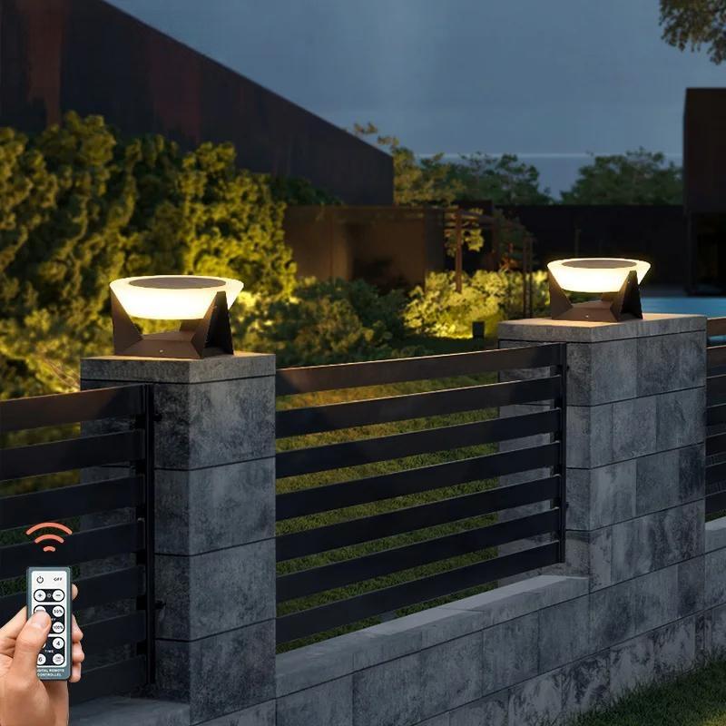 Solar Lights Outdoor Garden Light Column Lamps Post Light Waterproof Fence Gate Cap Light