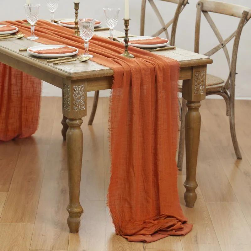 Table Runner Rustic Cotton Gauze Cloth Dining Burlap
