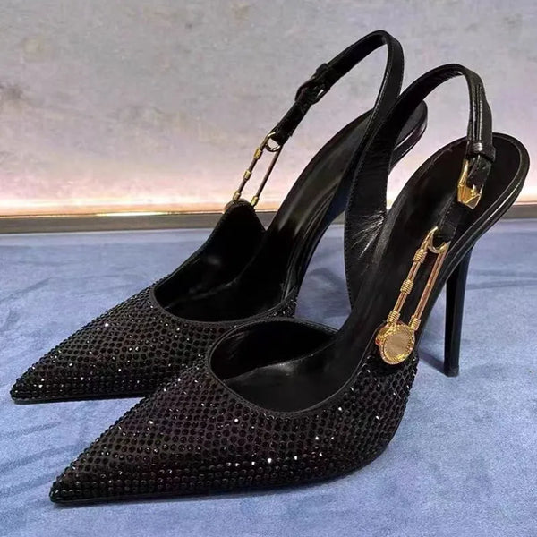 Luxury Rhinestones Sequined Buckle Women Pumps