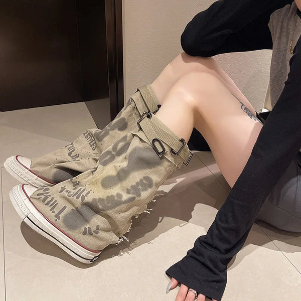 Graffiti High Top Canvas Shoes Women's Spring Boots