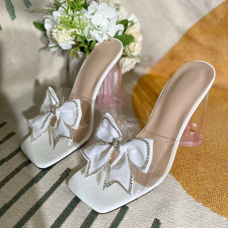 Transparent Slippers  Summer Fashion Crystal Bowknot PVC Sandals