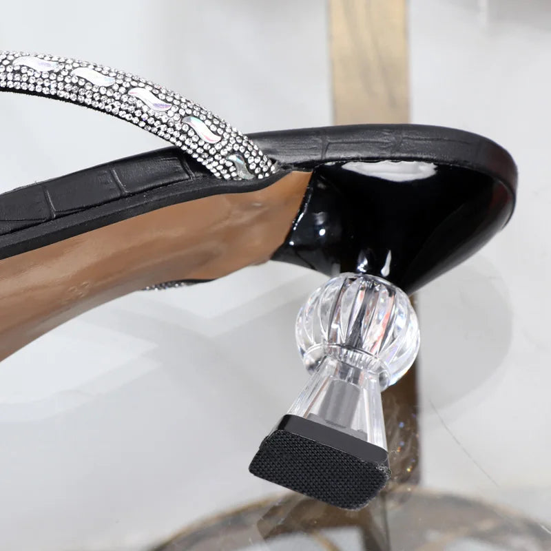 summer high-heeled rhinestone toe-clip women's shoes wear stiletto high heels