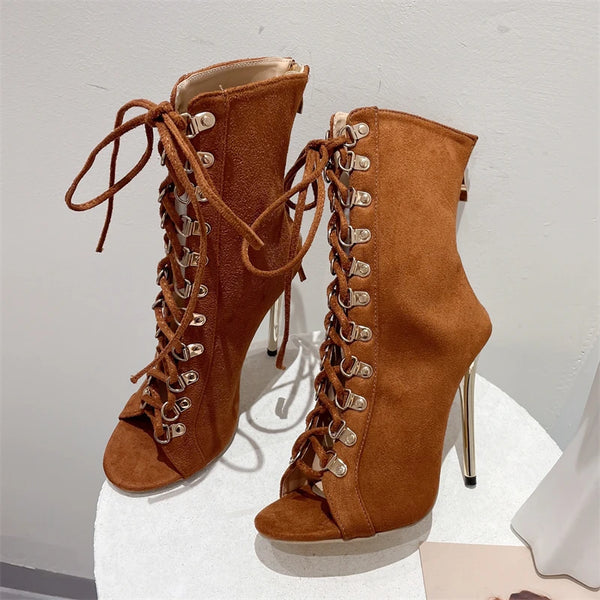 Sexy Fashion Rivet Ankle Strap Women Boot Comfort High Quality Thin Heels