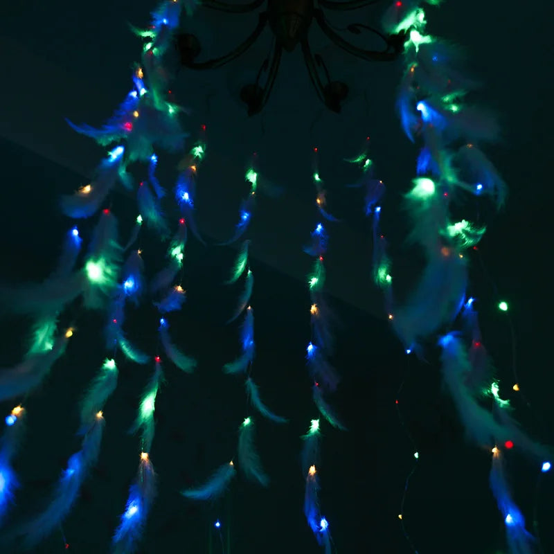 DIY 3m LED Feather String Lights Garland Curtain Fairy Lamp