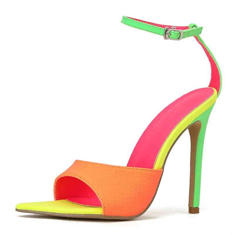 New Mixed Color Women's Sandals Summer High Heels