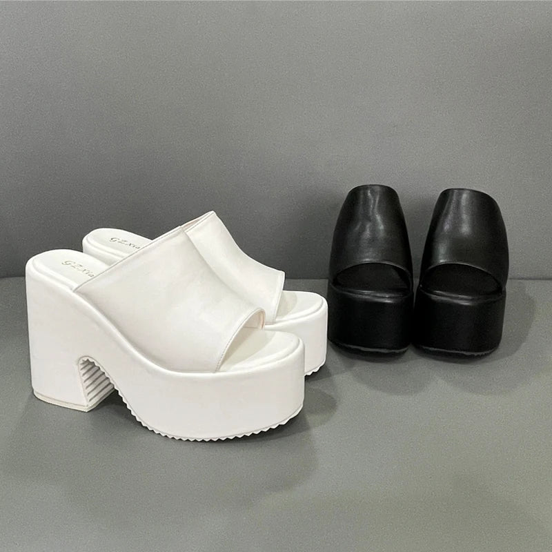 Summer Round Toe Slippers Women Bridal Shoes Platform Sandal Female 11cm