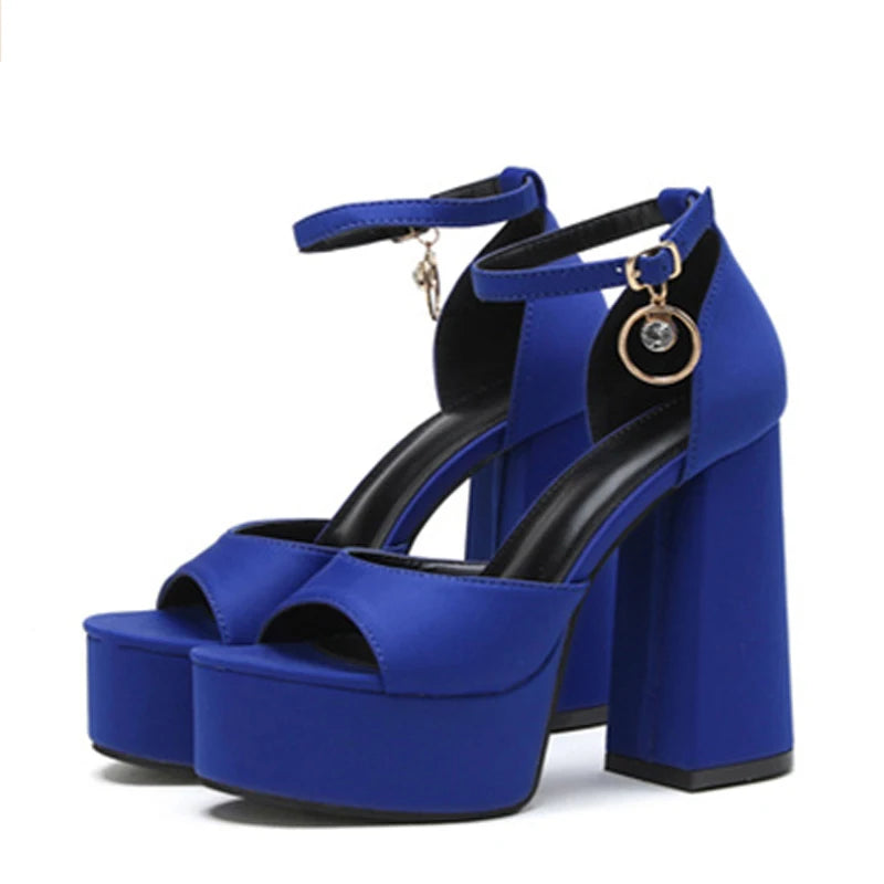 Summer Peep Toe Ankle Strap Sandals Women Sexy Thick High Heels