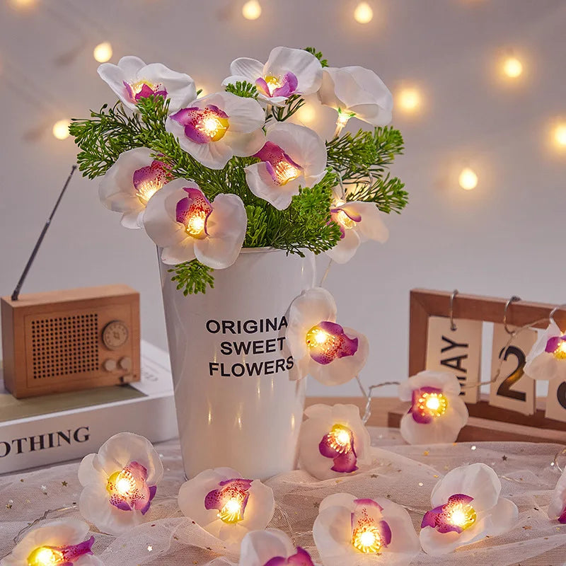 Unquie Orchid Flower LED String Lights,Floral Holiday Lighting