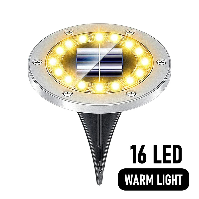 Upgraded 16 LED Solar Lights Outdoor Ground Waterproof Garden Decoration lawn Lamps