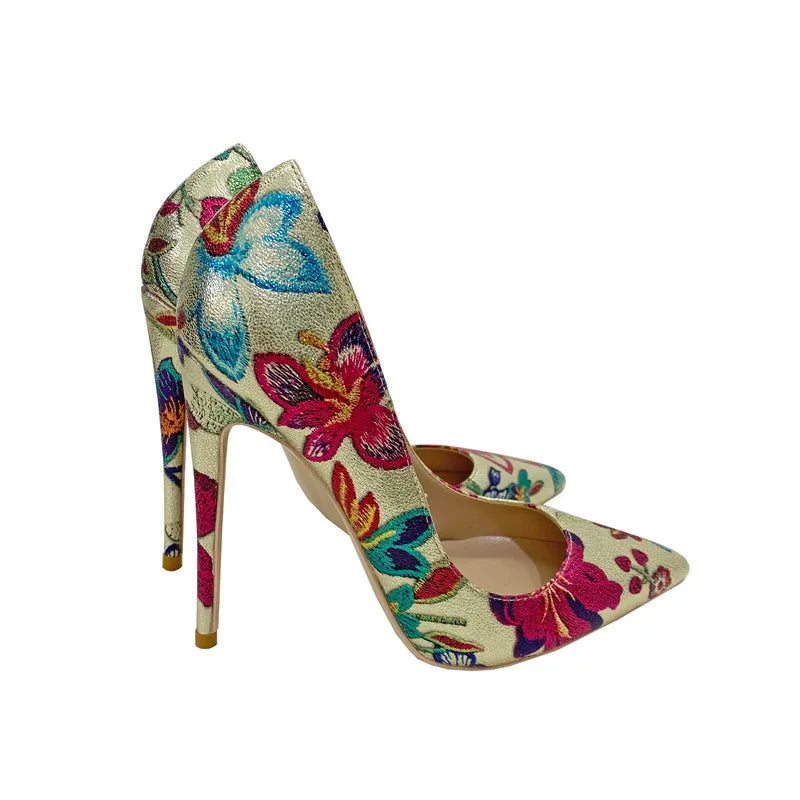 Gold Gold embroidered graffiti Women's Shoes