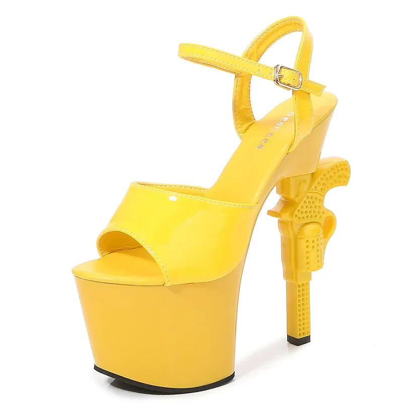 Brand Ladies Summer Sandals Strange Style Gun Heel Women's shoes 17.5cm High-HeeL