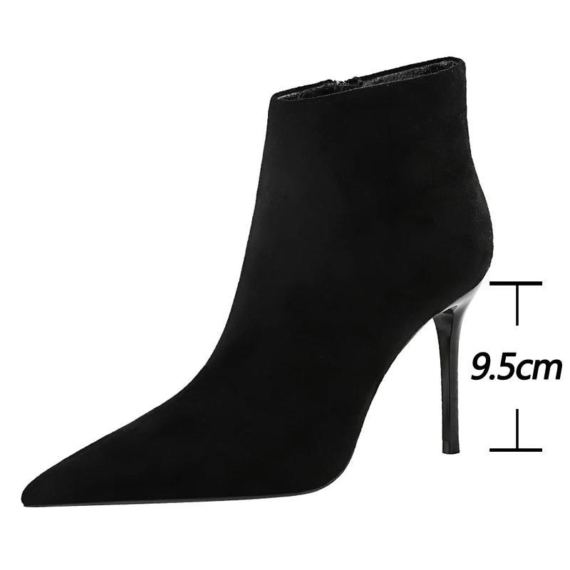Suede Women Boots Sexy Pointed Ankle Boots Autumn Winter Shoes