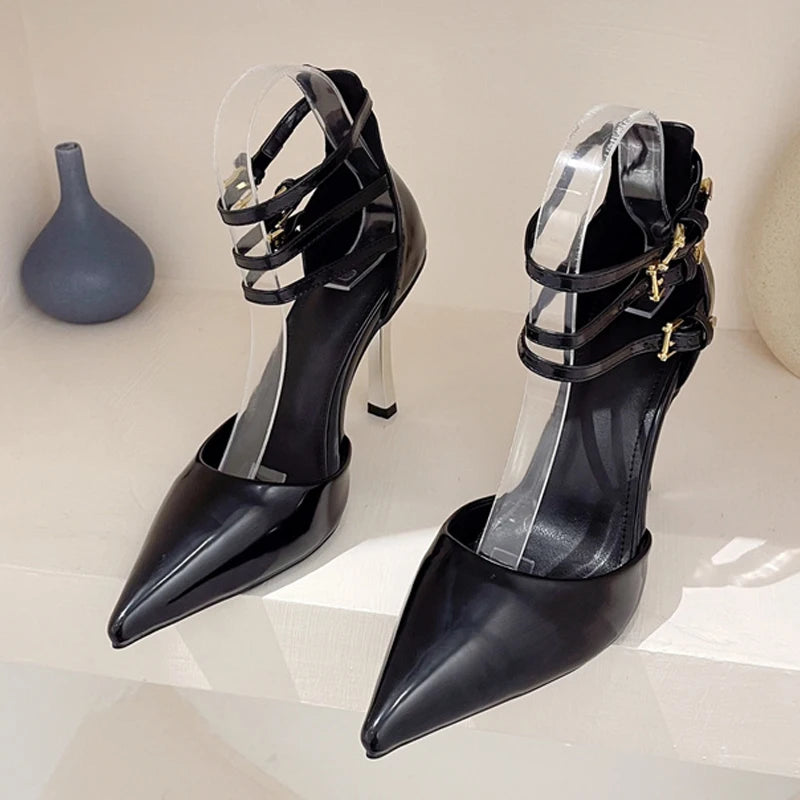 Sexy Pointed Toe Black Red High Heels Ladies Party Prom Shoes